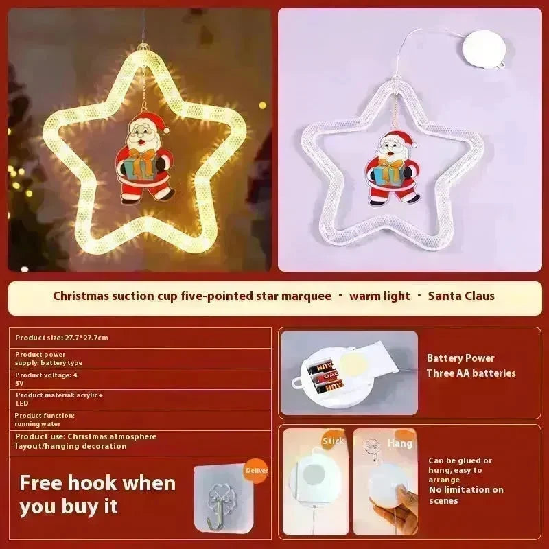 Christmas Pendant Decoration Christmas Atmosphere Led Lights Led Christmas Star Light Decoration For Window Door For Holiday - EX-STOCK CANADA