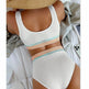 High Waist Split Bikini Solid Color - EX-STOCK Canada
