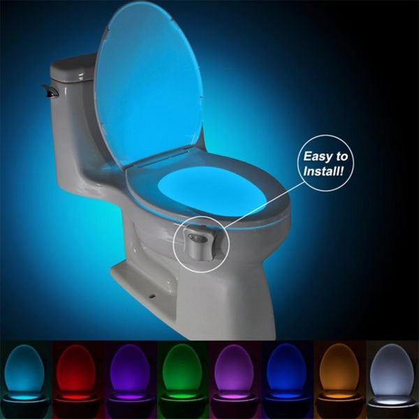 Motion-Sensor Toilet Night Light – 8 & 16 Colour LED, Battery Powered