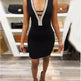 Sexy Slim Ladies Deep V-neck Bodycon Party Dresses Women Summer Sleeveless Hollow Out Backless Package Hip Dress Clubwear - EX-STOCK CANADA