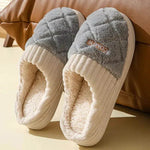 Solid Rhombic Letter Home Slippers Winter Warm Non-slip Floor Bedroom Plush Slipper For Couple House Shoes Women Men - EX-STOCK Canada