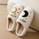 Fashion Moon And Clock Print Home Slippers Winter Warm Floor Bedroom House Shoes For Women - EX-STOCK Canada