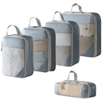 blue compression packing cubes 5-piece set for travel
