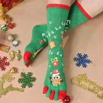 Cute Winter Christmas socks Five-finger  Elastic absorbent Split-toe - EX-STOCK CANADA