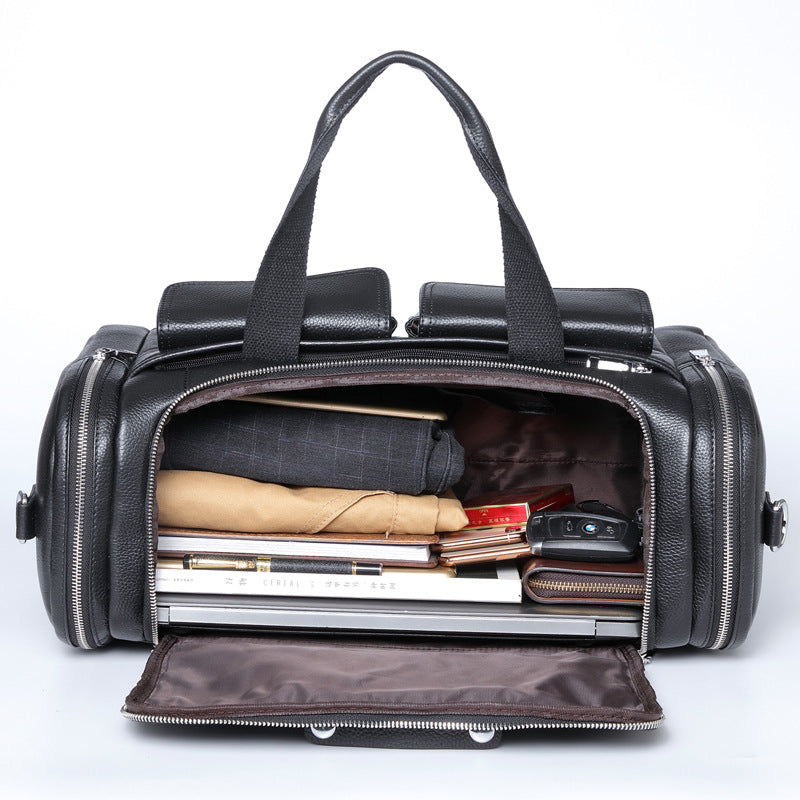 Leather Men's Hand-held Large-capacity Short-distance Travel Bag | EX-STOCK Canada 