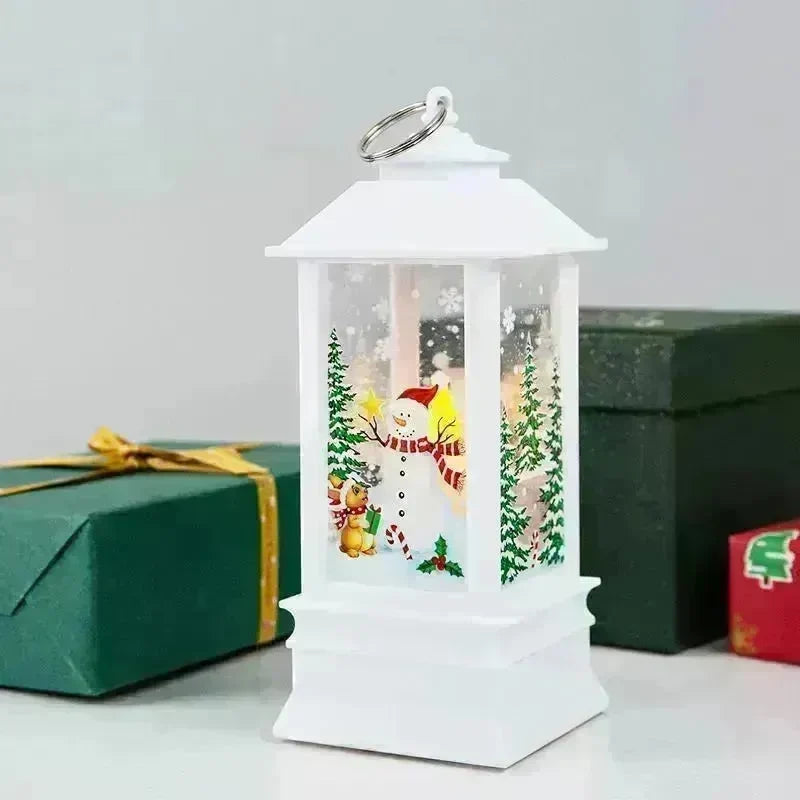 Christmas Candles Light Led Snow Deer Lantern Light Vintage Castle Santa Snowman Hanging Lantern Lamp New Year Party Decoration - EX-STOCK CANADA