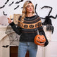 Women's Halloween Pumpkin Embroidered Retro Long-sleeved Sweater - EX-STOCK Canada