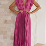 Summer V-neck Pleated Dress INS Fashion Casual Loose Zip Sleeveless Dresses For Women Clothing 