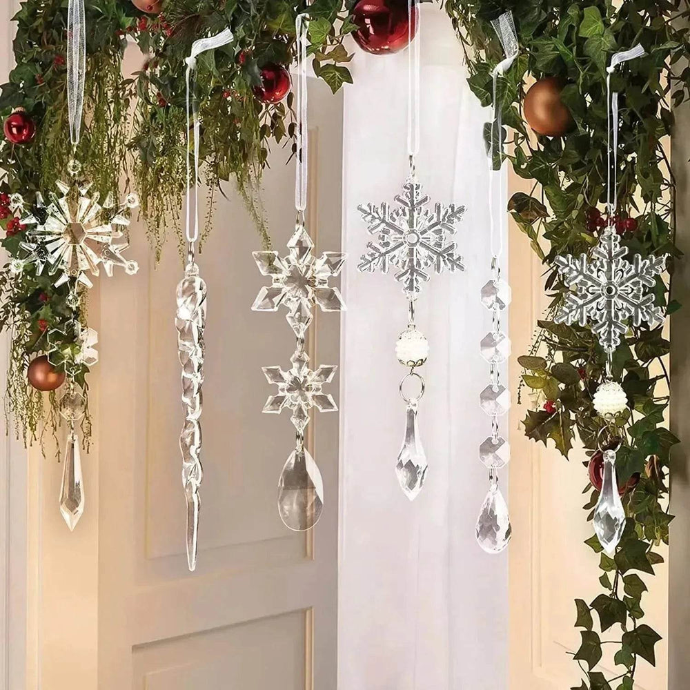10pcs Christmas Tree Hanging Pendants Acrylic Ice Strip Snow Ceiling Xmas Ornaments New Year Christmas Decoration Home Decor - EX-STOCK Canada