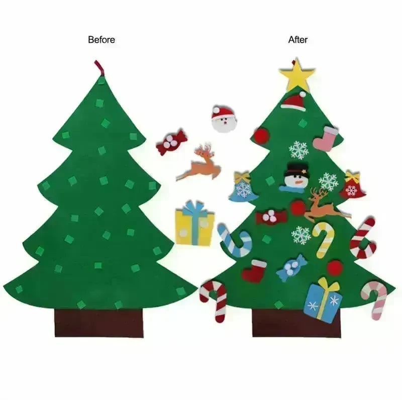 DIY Felt Christmas Tree New Year Toddler Kids Handmade Gift Toys Door Wall Hanging Ornaments Holiday Party Home Decor Set - EX-STOCK CANADA