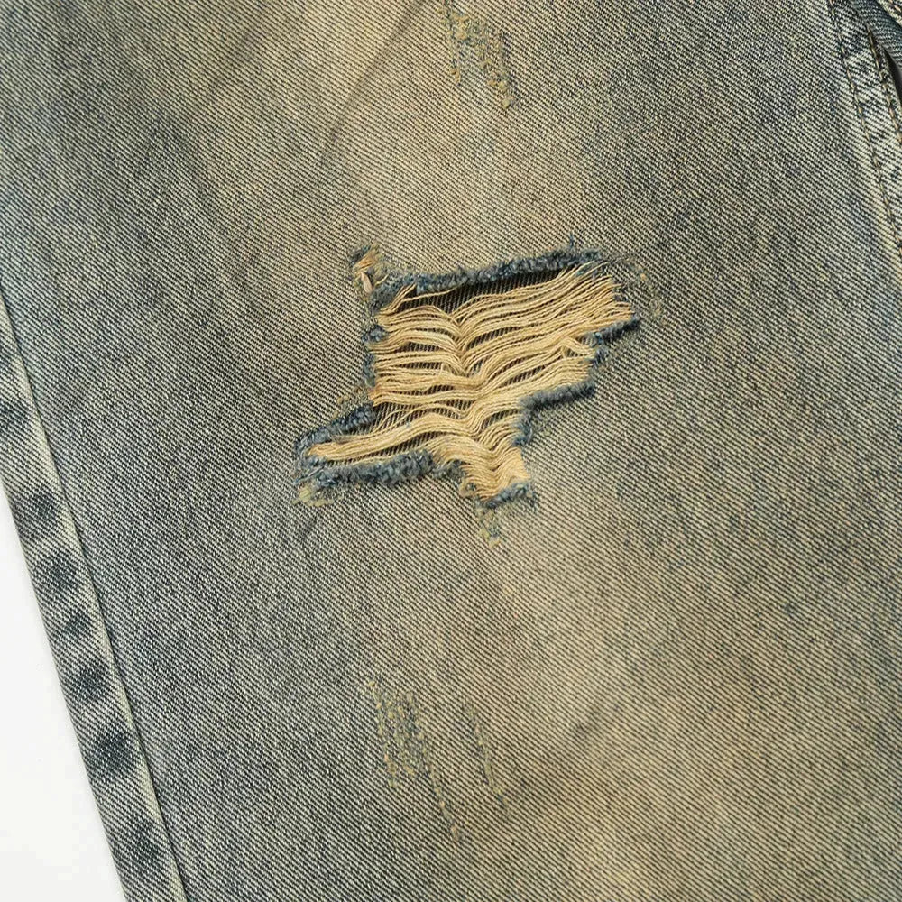 Hole Denim Men Trousers Heavy Industry Washing Jeans - EX-STOCK CANADA