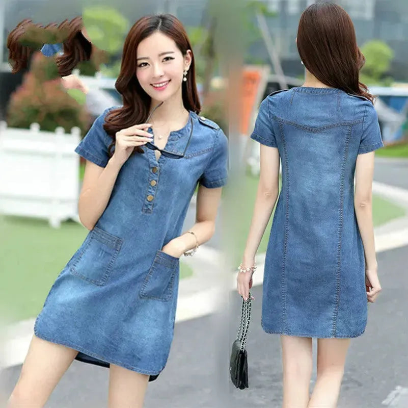 Casual  Denim Fashion Mini Jeans dress - EX-STOCK CANADA