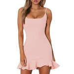 New Ruffles Trumpet Dress Women Sleeveless Spaghetti Strap Slim Summer Dress Party Short Dresses Vestidos - EX-STOCK CANADA