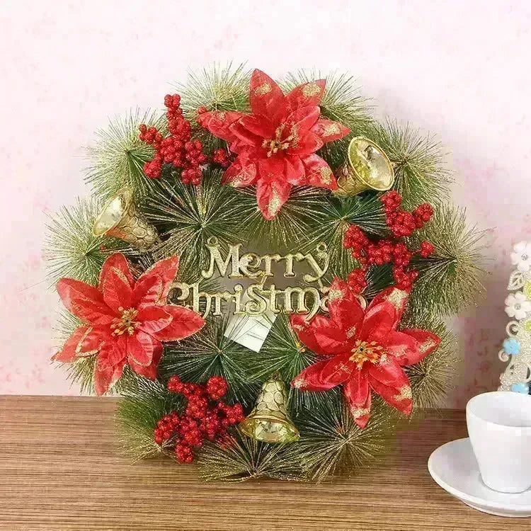 Christmas Wreath Clover Wreath Natural Pine Decorative Christmas Garland with Frost - EX-STOCK CANADA