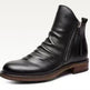 Men's Side-Zip Ankle Boots | Ruched PU Leather | Black Brown Grey Dark Brown