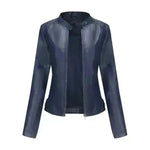 Fashioned European and American Slim fit stand collar Leather jacket for women - EX-STOCK CANADA
