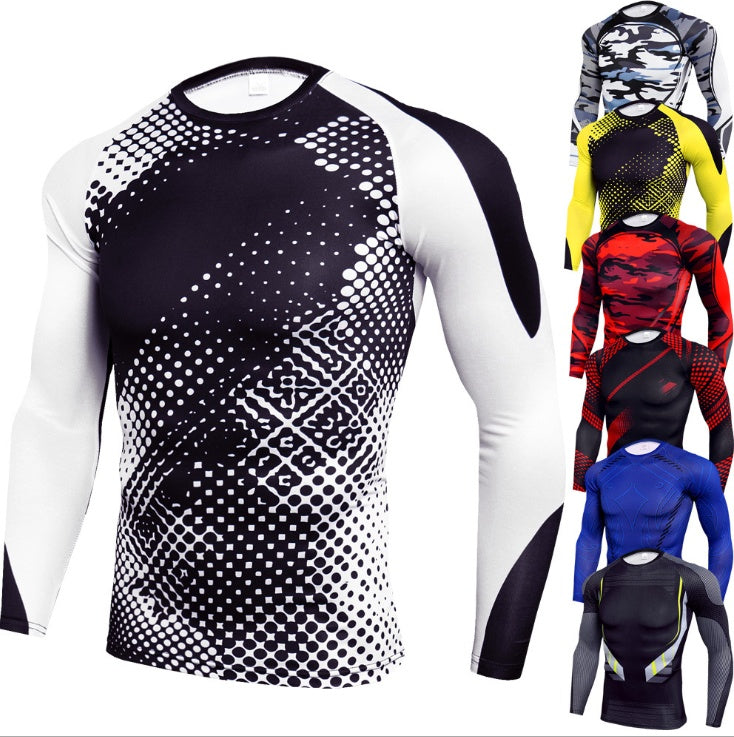 Men’s Long Sleeve Compression Rash Guard – MMA BJJ Grappling Performance Training Shirt