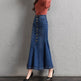 New Fashion Fitted Button up Mermaid Midi Denim Skirt - EX-STOCK Canada