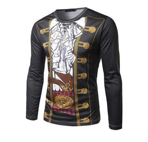 Men’s Pirate Compression Shirt – Long Sleeve Novelty Workout Gym Training Top