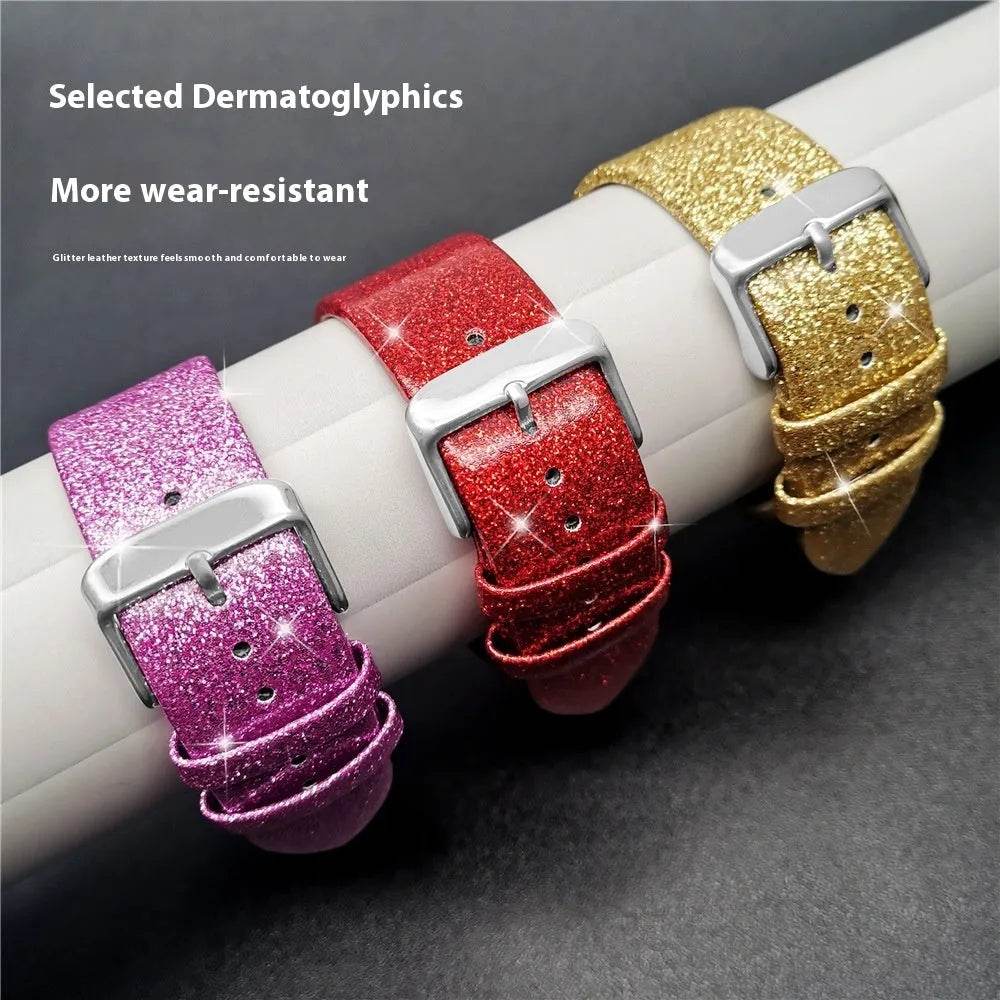 Leather Single Ring Glitter Buckle Couple Watch Strap Suitable for Apple Watch - EX-STOCK Canada