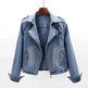 Slim Fit Stretch Suit Collar Denim Coat For Women Blue Denim Jacket for women - EX-STOCK Canada