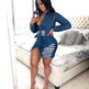 Chic Fashion Fitted Ripped Long Sleeve Jeans Denim hip dress - EX-STOCK Canada