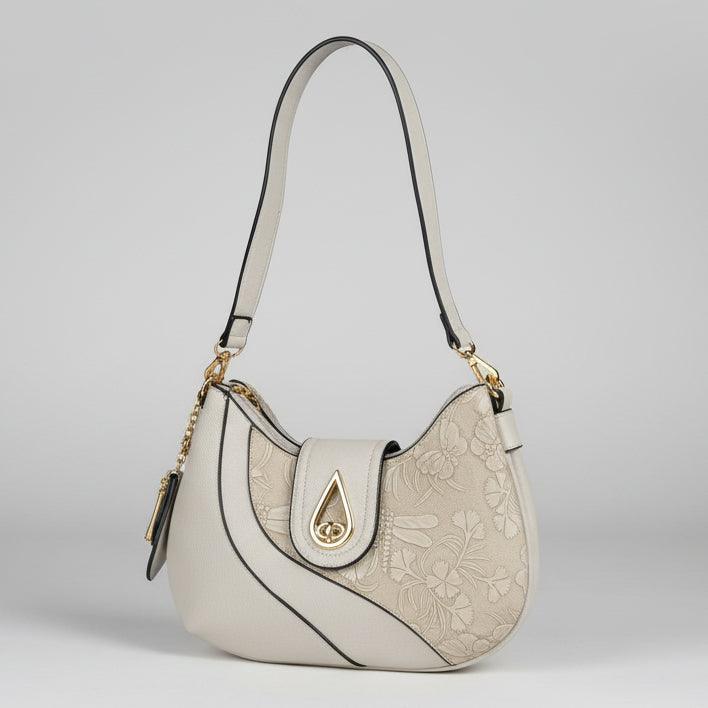 Temptation Italy Faux Leather Small Shoulder Bag with Dragonfly and Flowers 