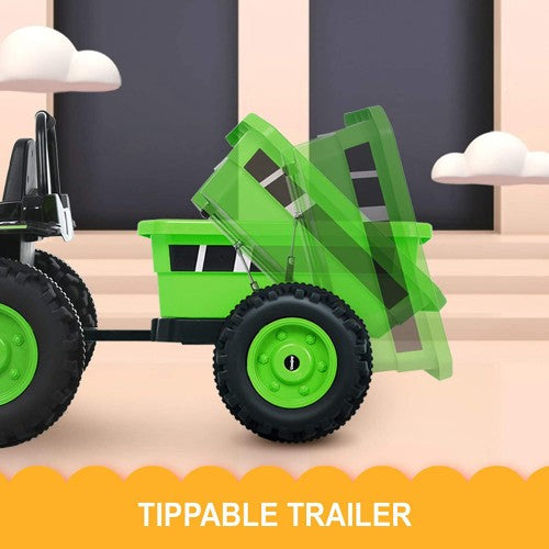 2026 6v Tractor Powered Ride-On Car Remote Control with Detachable Wagon 