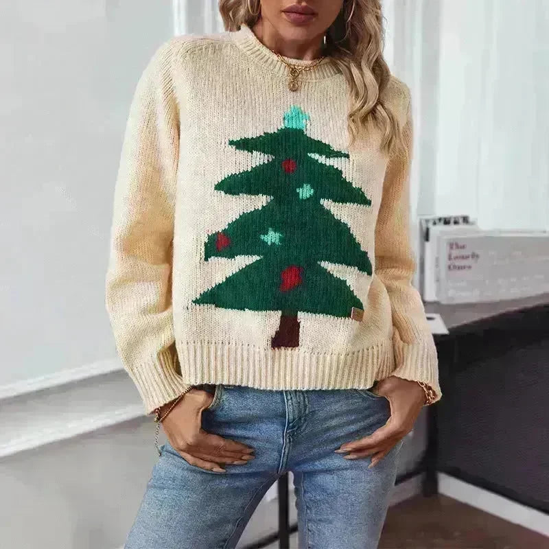 Christmas Tree Pullover Women's Round Neck Loose Sweater - EX-STOCK CANADA