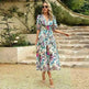 Summer Chiffon Floral Printed Temperament Waist-controlled V-neck Casual Midi Dress - EX-STOCK CANADA