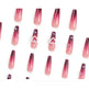 24 PCS Nail Art Cœur Rouge, Ongles Longs avec Longue Pipe à Eau, Faux Ongles à Tête CarréeEX-STOCK Canada 