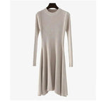 Autumn Winter Round neck Slim fit Mini Flared Sweater Dress - EX-STOCK Canada