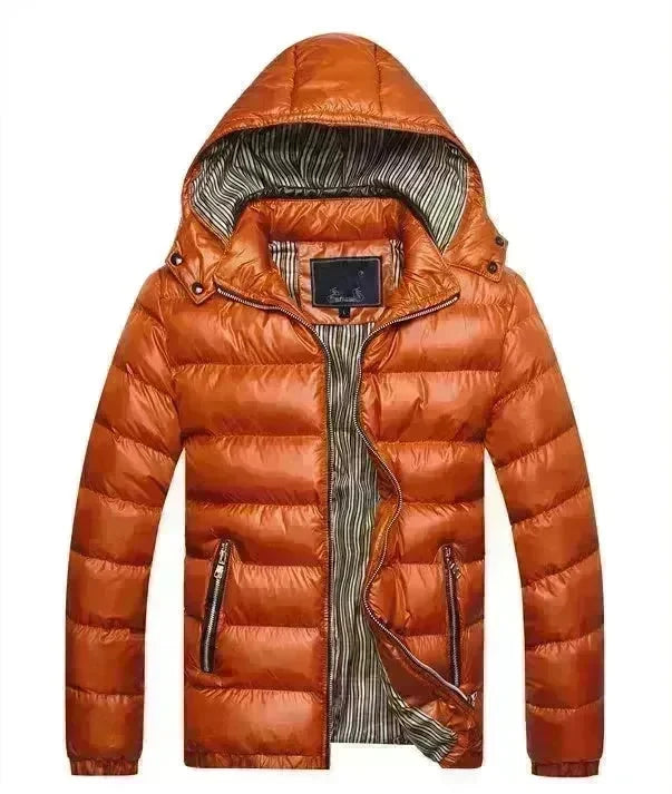 Winter leather Puffer coat for men Hooded padded Winter jacket for men - EX-STOCK CANADA