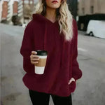 Women's Polerones Fleece Hoodie Pullover fall Winter Zipper Pocket Sweatshirt - EX-STOCK CANADA