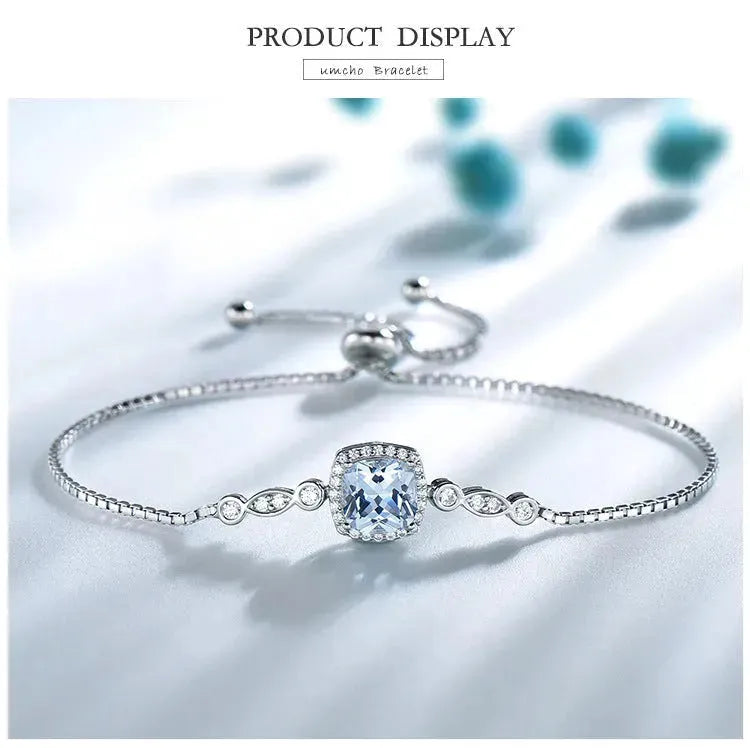 925 Sterling Silver Necklace Sky Blue Topaz Four-Piece Set - EX-STOCK CANADA