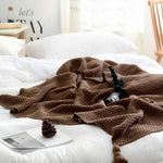 Nordic fringed knit ball blanket wool blanket office air conditioning lunch break blanket shawl blanket sofa leisure blanket blanket EX-STOCK Canada 