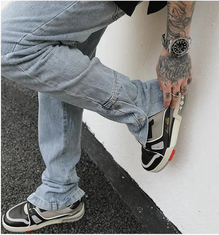 Ankle Snap Denim jeans Pant men straight leg - EX-STOCK CANADA