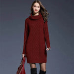 New Autumn Winter Solid Knitted Oversized Mini Turtleneck Sweater Dress - EX-STOCK Canada