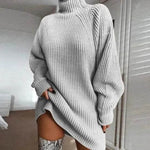 Winter Solid Knitted turtleneck sweater dress Mini - EX-STOCK Canada