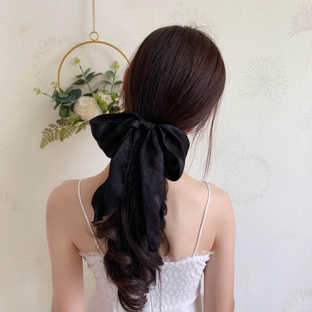 Silk satin oversized bow tie Hair Scrunchies ponytail Holder - EX-STOCK Canada
