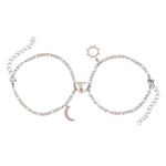 Stainless Steel Sun Moon Heart Shaped Magnetic Attachment Pendant Couple Bracelet - EX-STOCK Canada