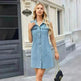 Fashion Sleeveless Denim Dress With Pockets Summer Casual Button Short Dresses Womens Clothing - EX-STOCK CANADA