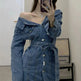Street Fashion Long sleeve denim Mini Jeans dress - EX-STOCK CANADA