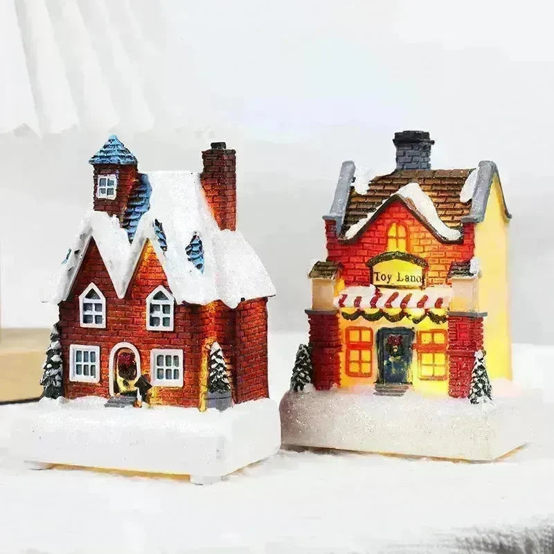 Christmas Decorations Resin Small House Luminous Ornaments - EX-STOCK CANADA
