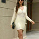 Bodycon V-Neck Long Sleeve Winter Knit Dress Ins Fashion Solid Color Casual  Mini Dress Women's - EX-STOCK CANADA