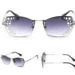 Fashion Trendy Classy Frameless Crystal Sunglasses Women Shades Rimless Rhinestone Sun Glasses Female diamonds Party Eyewear - EX-STOCK CANADA