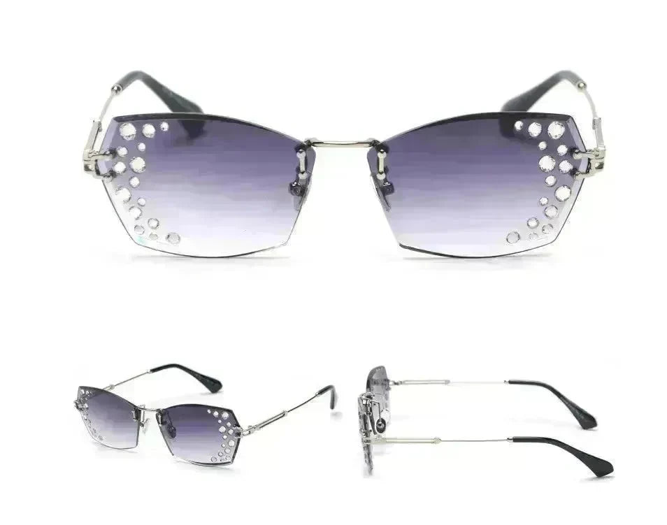 Fashion Trendy Classy Frameless Crystal Sunglasses Women Shades Rimless Rhinestone Sun Glasses Female diamonds Party Eyewear - EX-STOCK CANADA