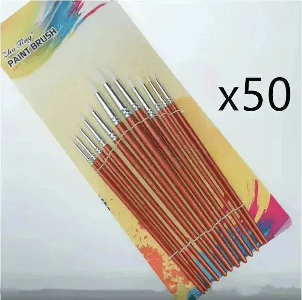 Lot de 12 pinceaux ronds en nylon avec manche en bois pour peinture, outil pour école d'art, aquarelle, peinture acrylique - EX-STOCK Canada