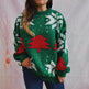 Women's Fashion Christmas Tree Jacquard Round Neck Long Sleeve Pullover Sweater top - EX-STOCK Canada