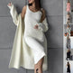 Women 2pcs Winter outfit set Long dress Cashmere Long Cardigan Jacket - EX-STOCK Canada
